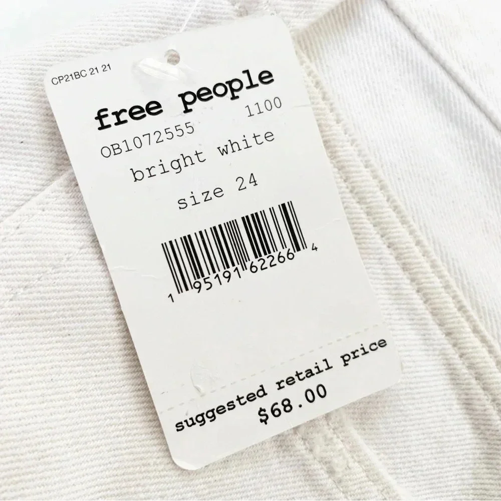 NWT Free People Makai Cutoff Short Off White Denim Distressed Size 24